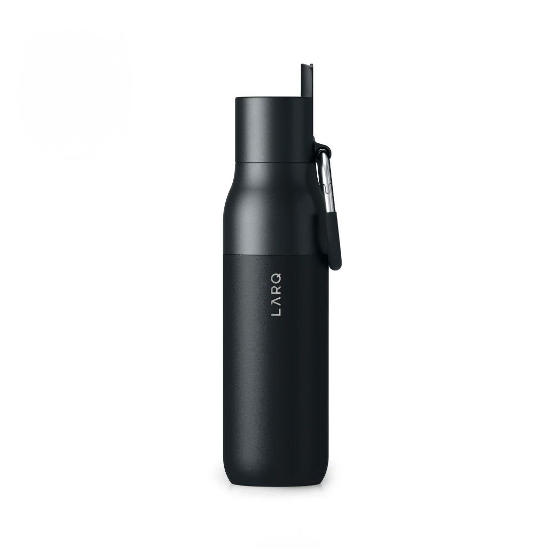 LARQ Bottle Filtered in all black with straw