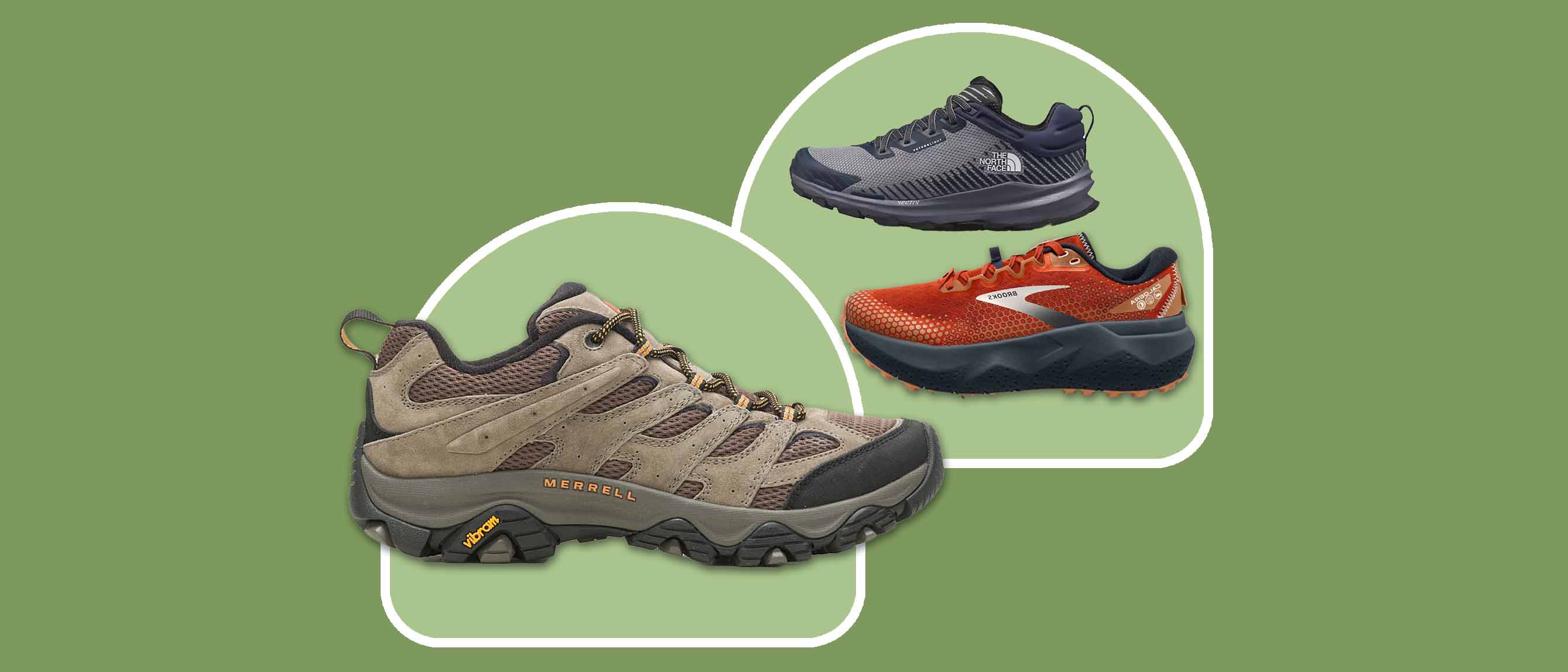 three of the best hiking shoes for men from adidas, Merrell and North Face
