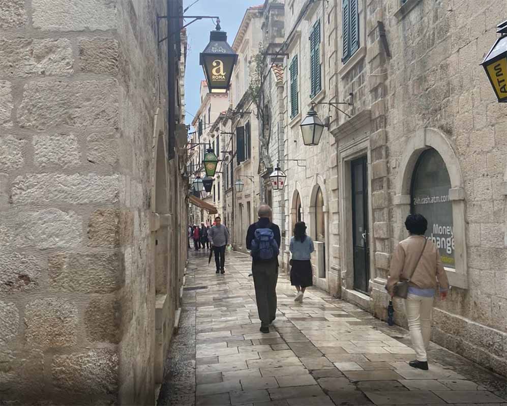 a street down dubrovnik on the walking tour