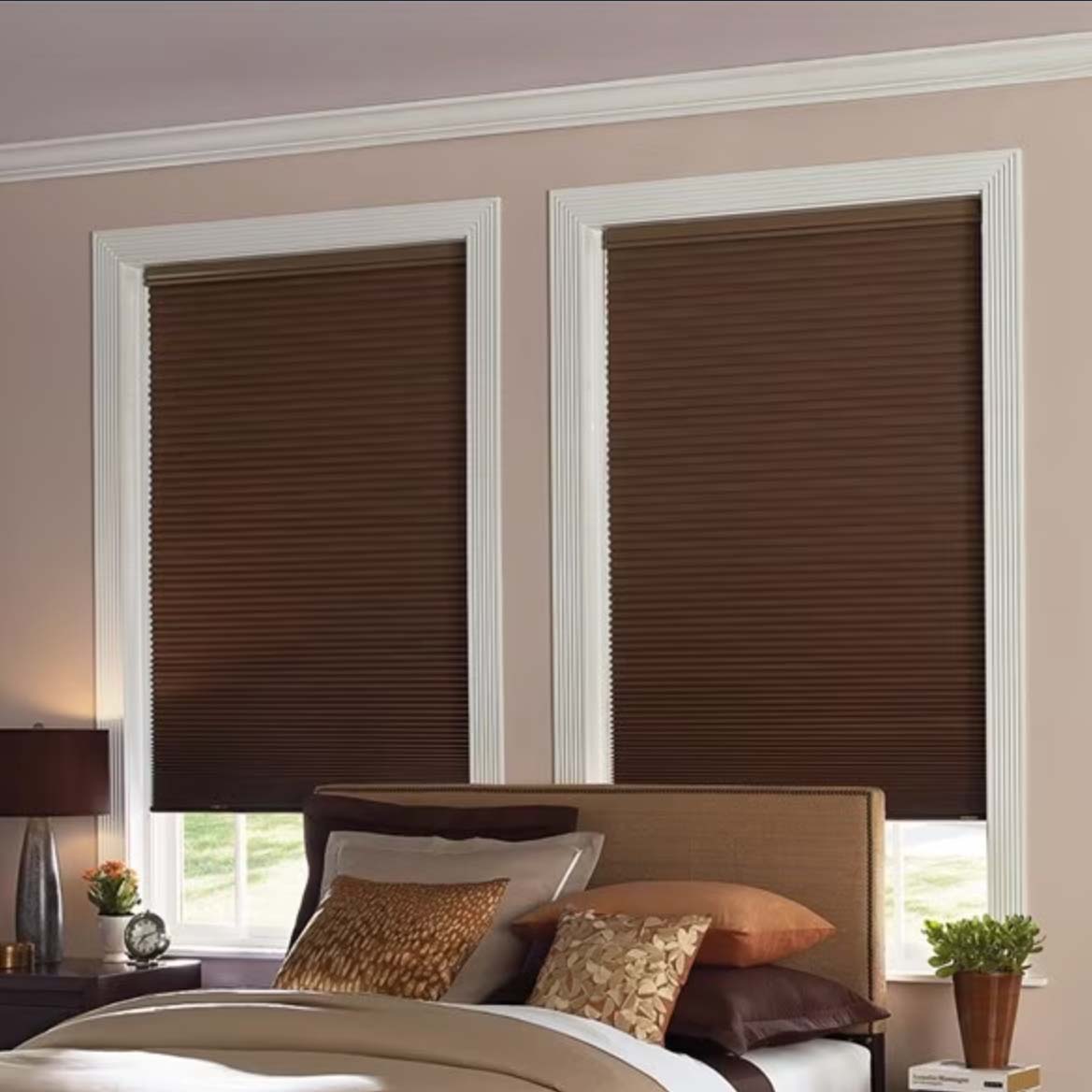 Levolor Blackout Cellular Shades in bedroom setting