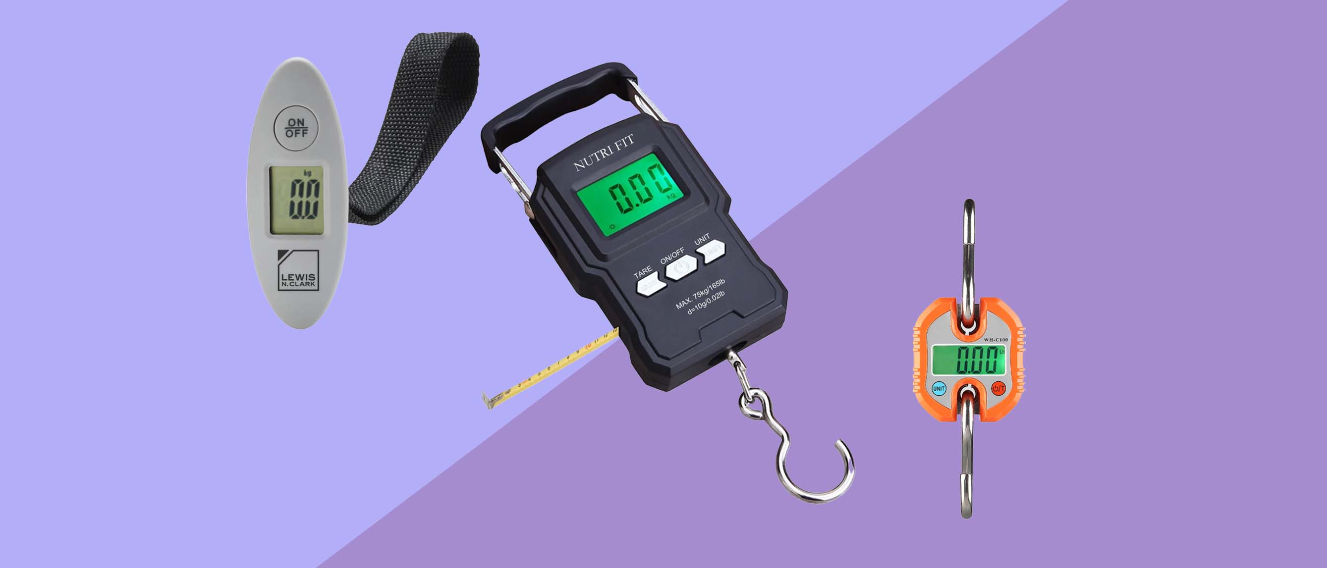 three different portable luggage scales