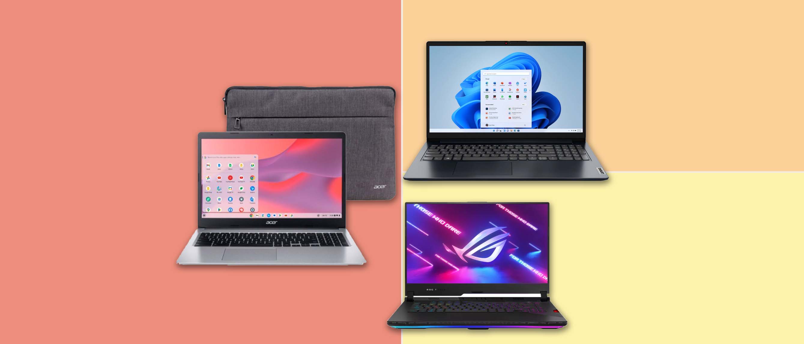 Image of three laptops