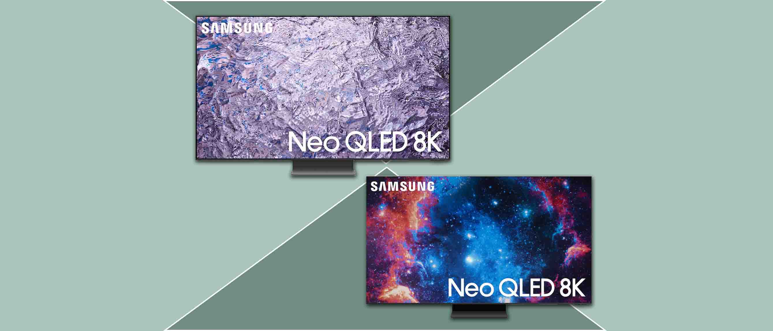 two Samsung Neo QLED 8K TVs including a 65 inch tv and 85 inch tv 