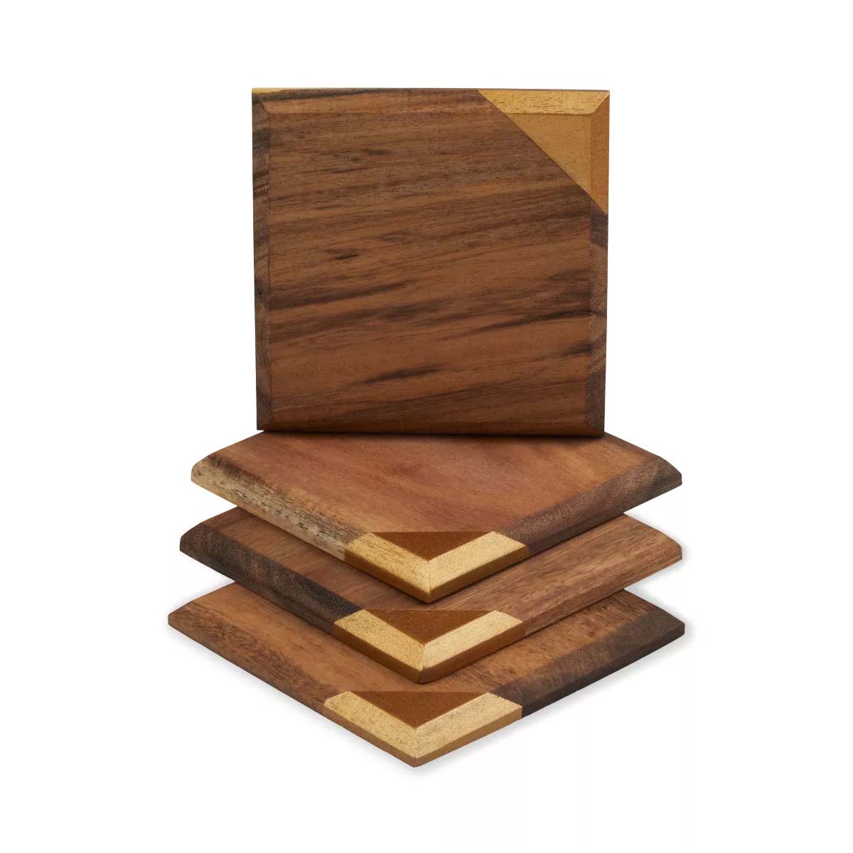 four twine metallic dipped wood coasters for coffee tables 
