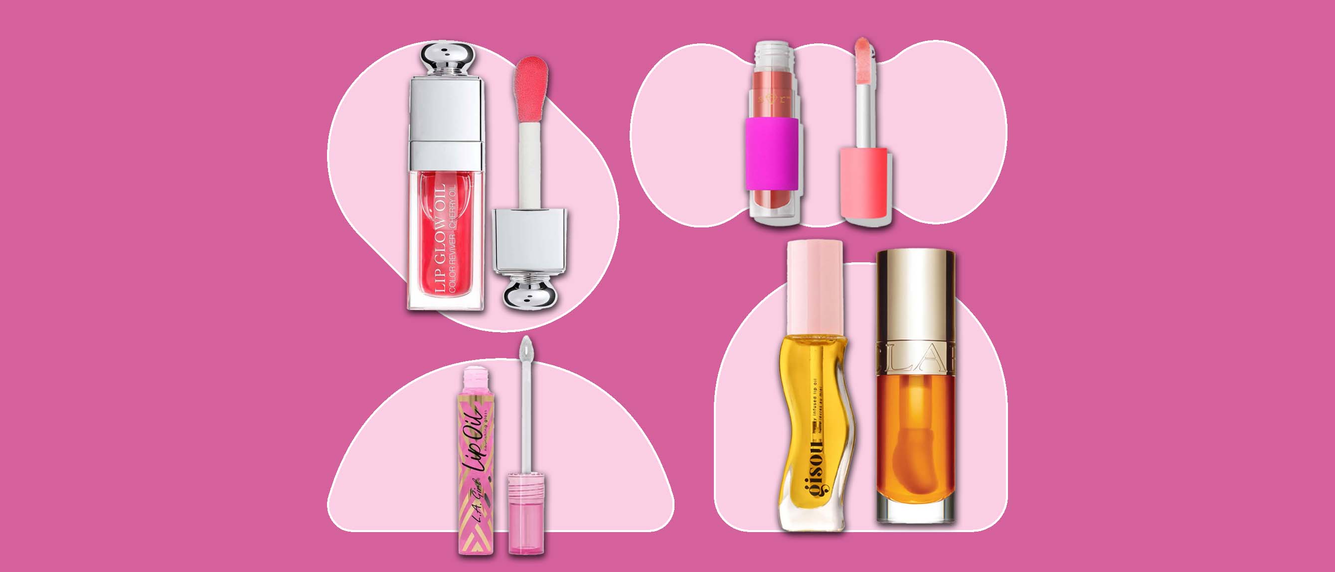 five of the best lip oils from Dior, LA girl, gisoi, Clarins and Tarte