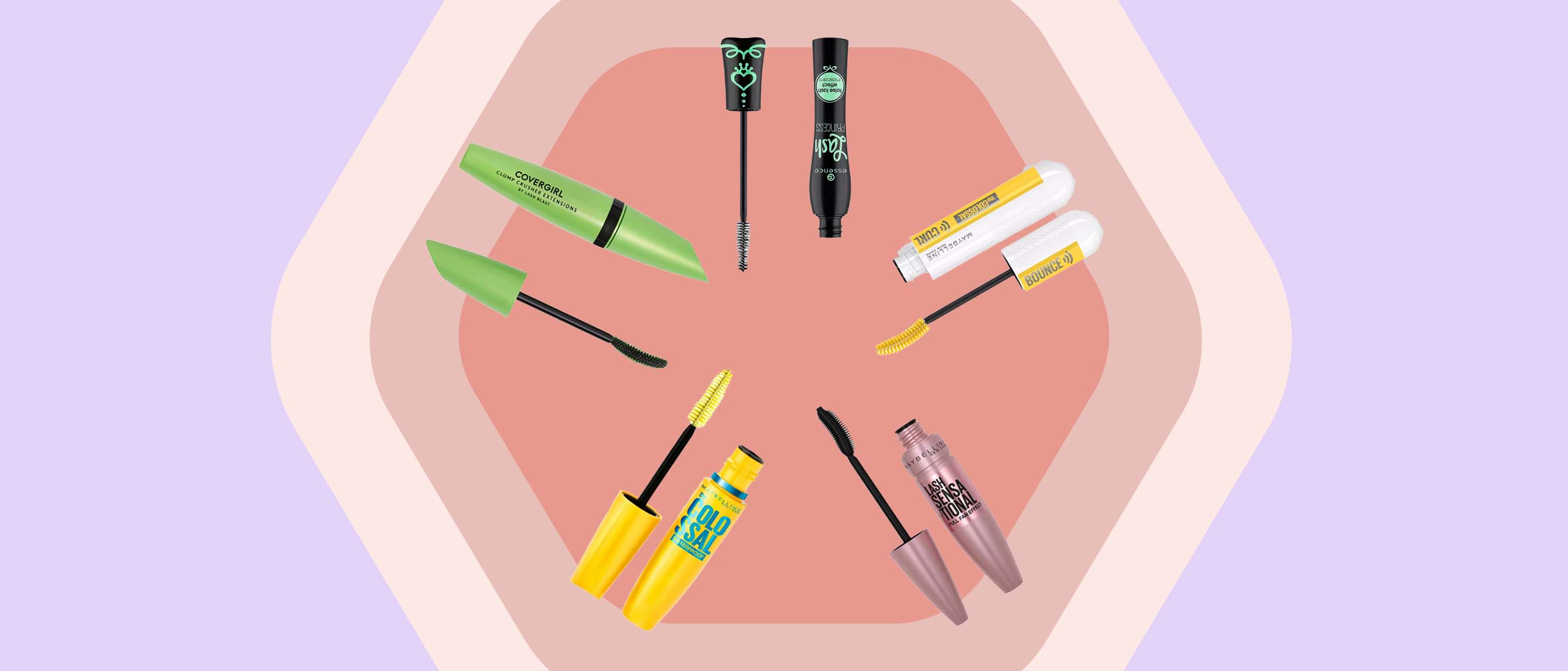 five tubes and brushes of mascara in a star shape