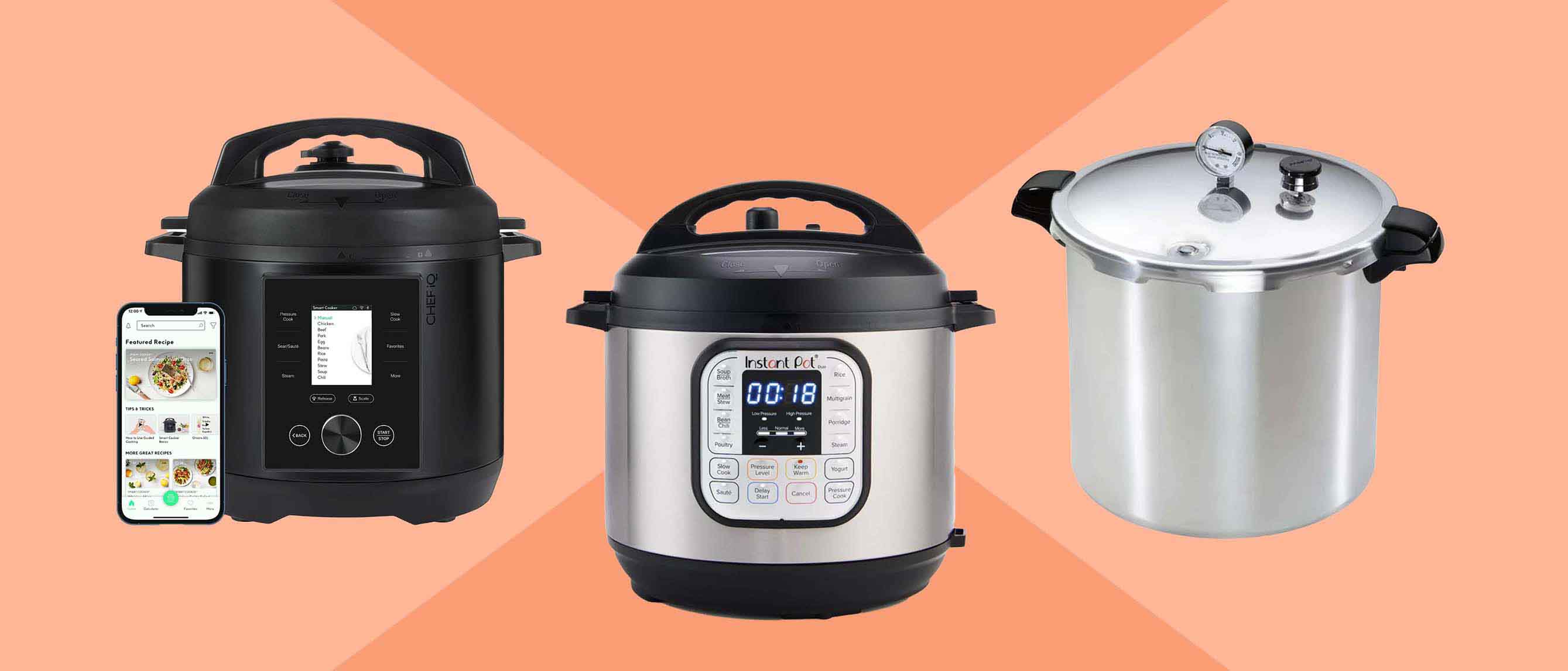 smart pressure cooker, instant pot, and traditional stovetop pressure cooker
