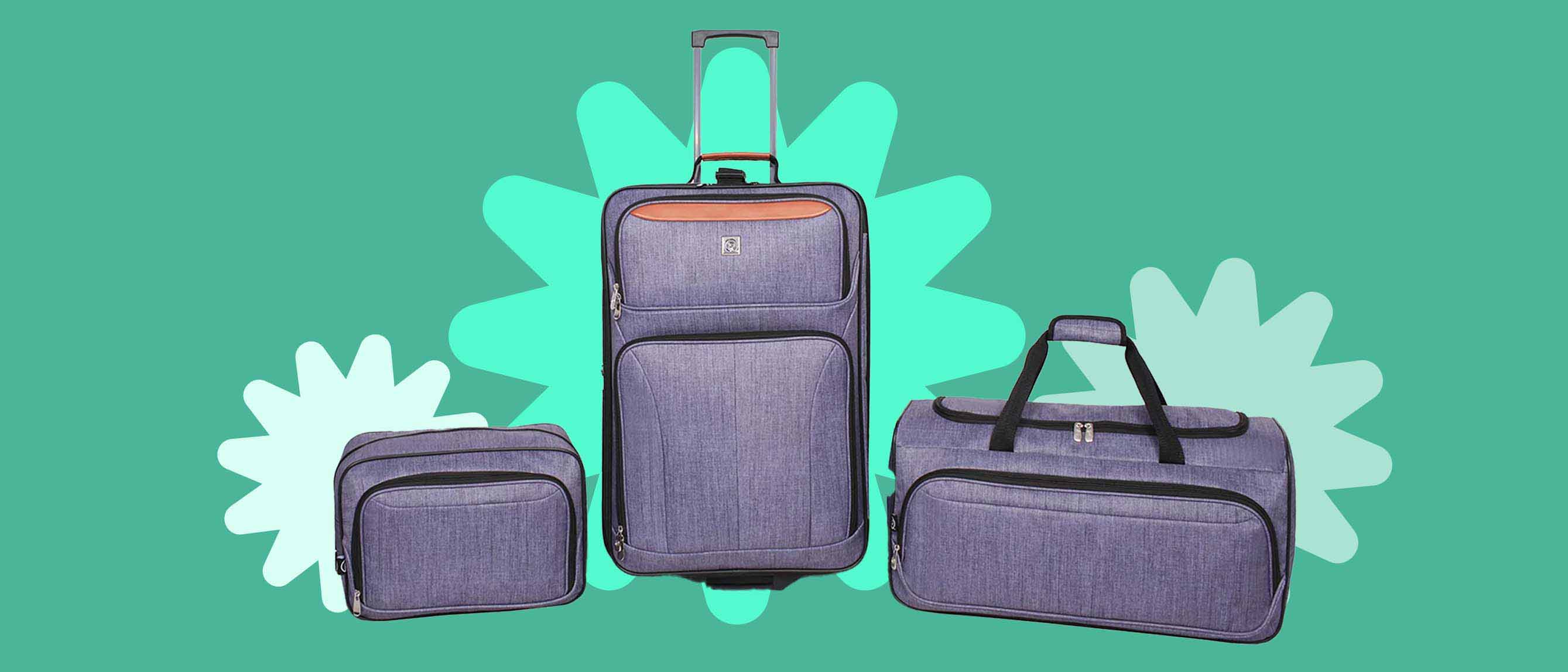 three piece luggage set with starred background