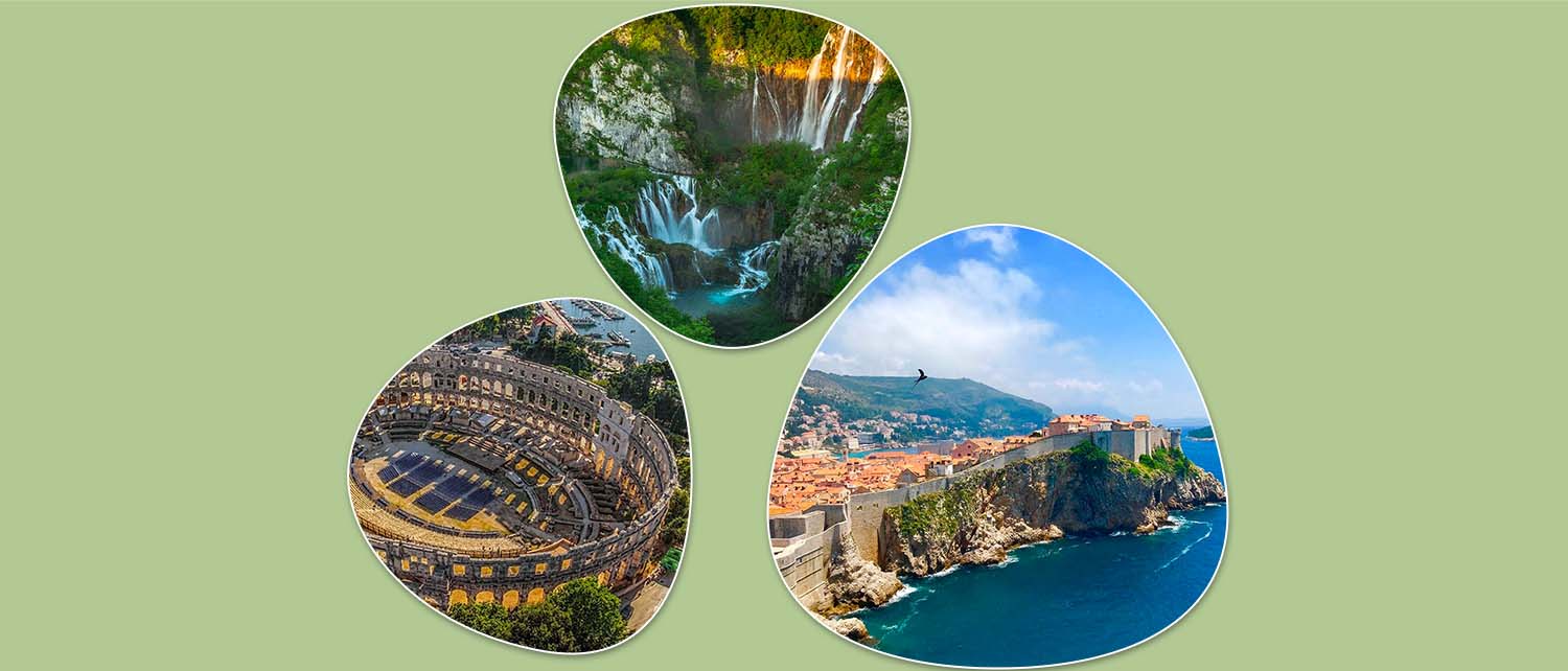 attractions in croatia on green background