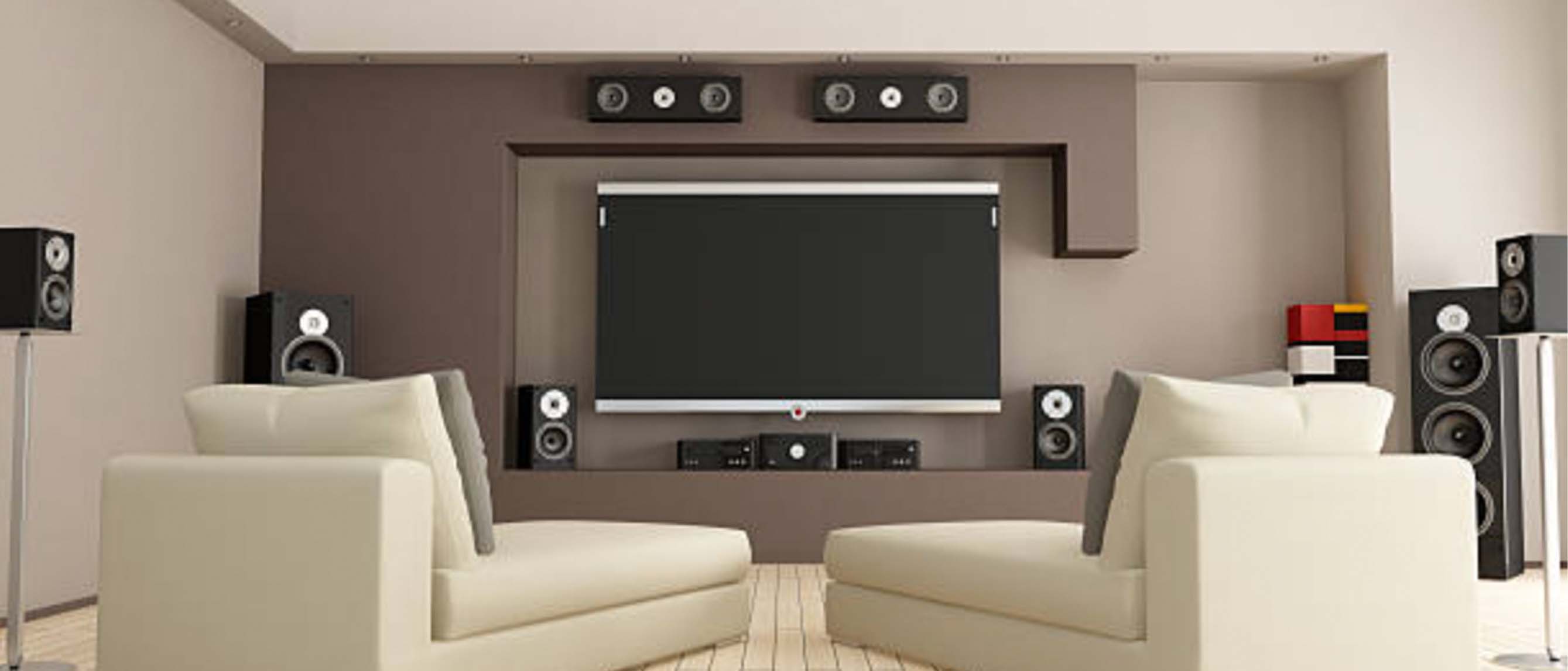 Home theatre system in living room setting