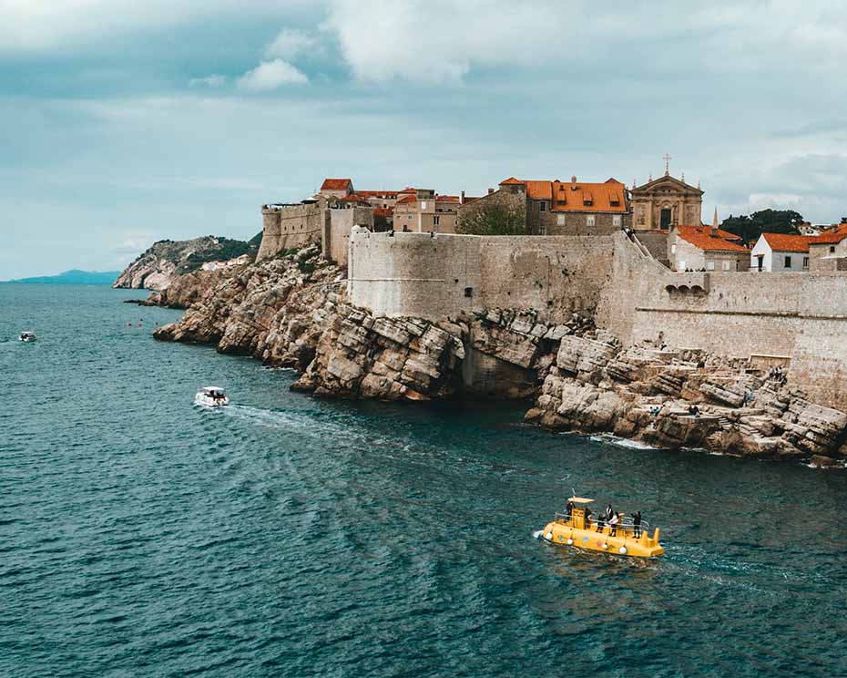 walls of dubrovnik as seen from the sea