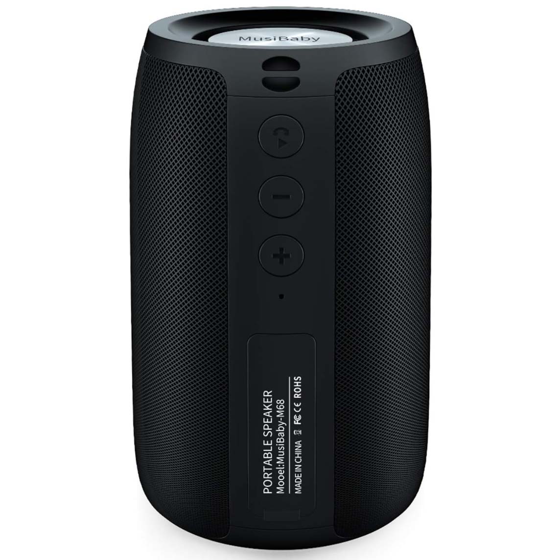 Black cylinder MusiBaby Bluetooth speaker