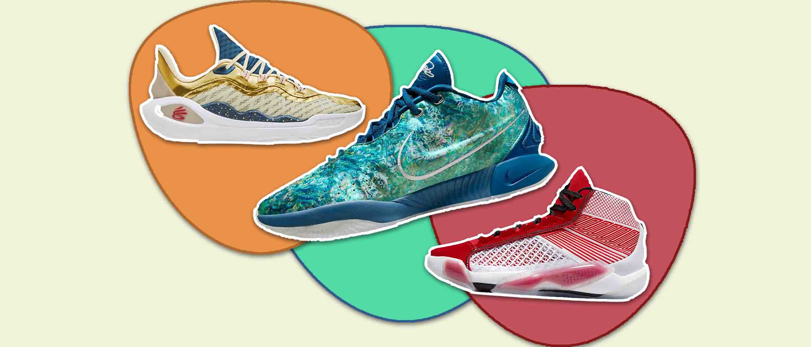 three of the best basketball shoes including Curry 11s, Air Jordans and LeBron XXI 