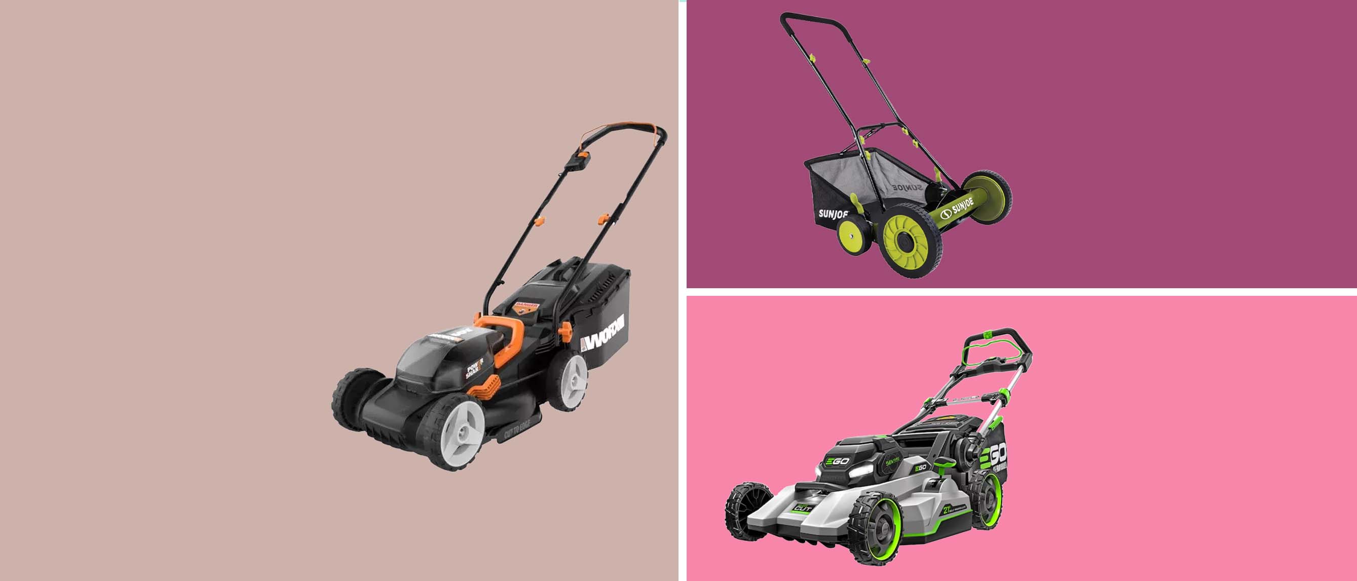 three of the best cordless lawn mowers