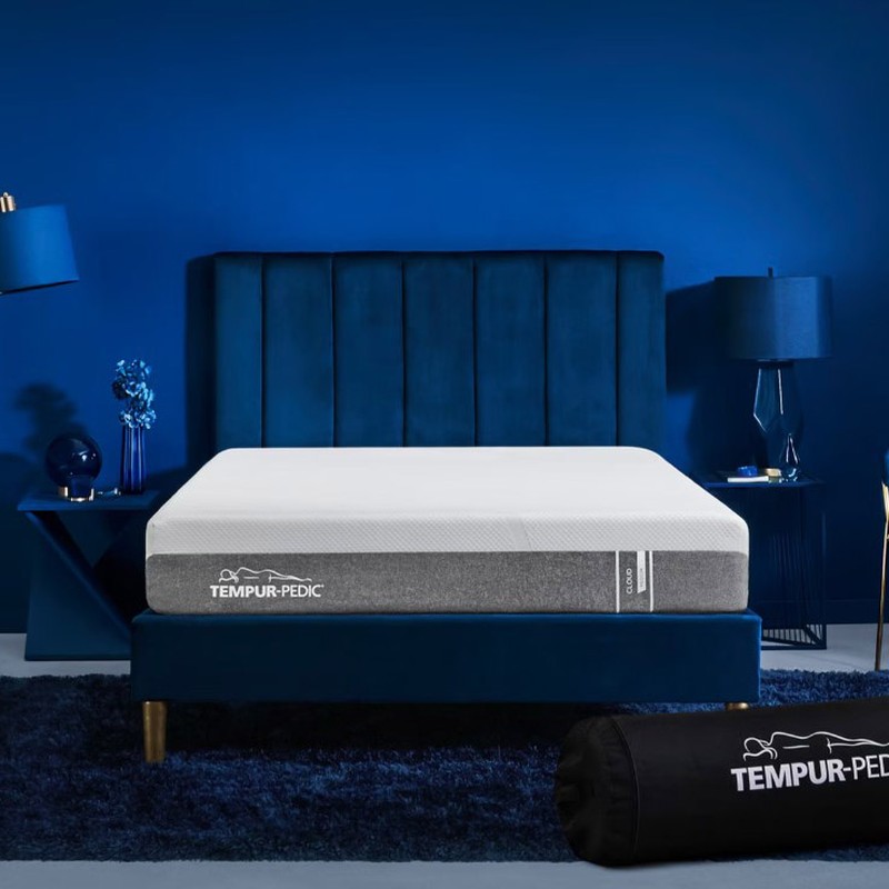 mattress in blue room