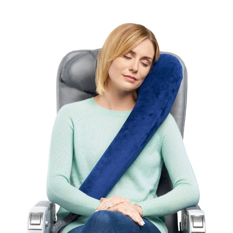 woman resting on travelrest all-in-one travel pillow