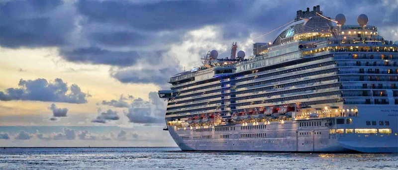 a large cruise ship on sail in St. Thomas, U.S. Virgin Islands