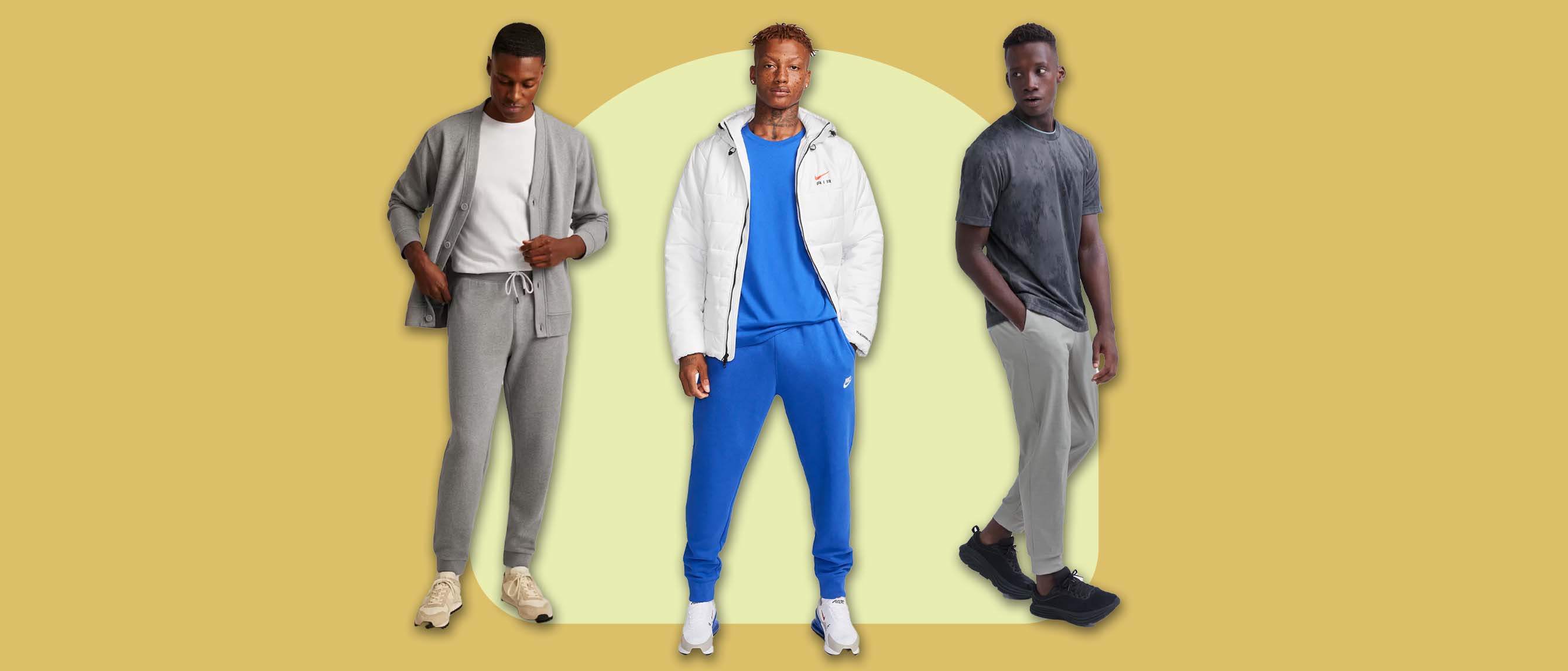 image of 3 men in sweatpants of different styles