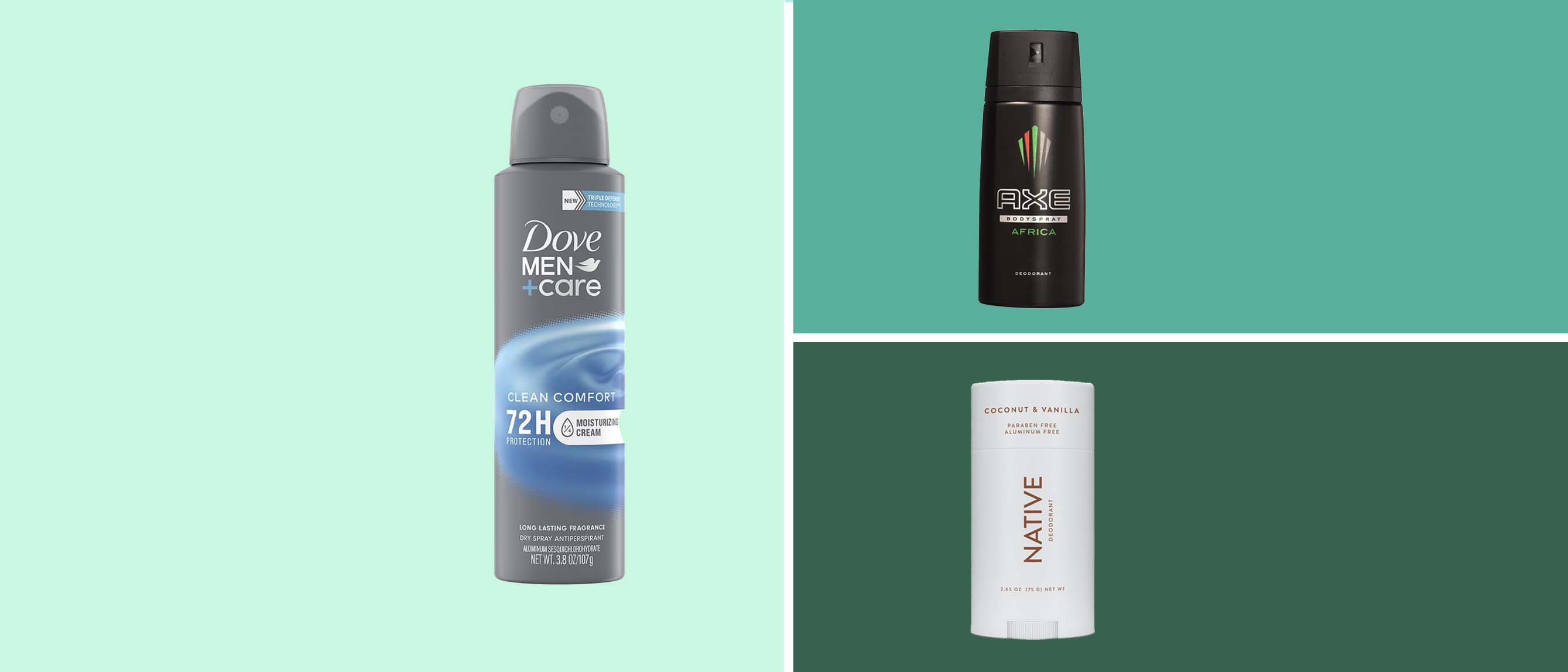 deodorants from axe, dove and native