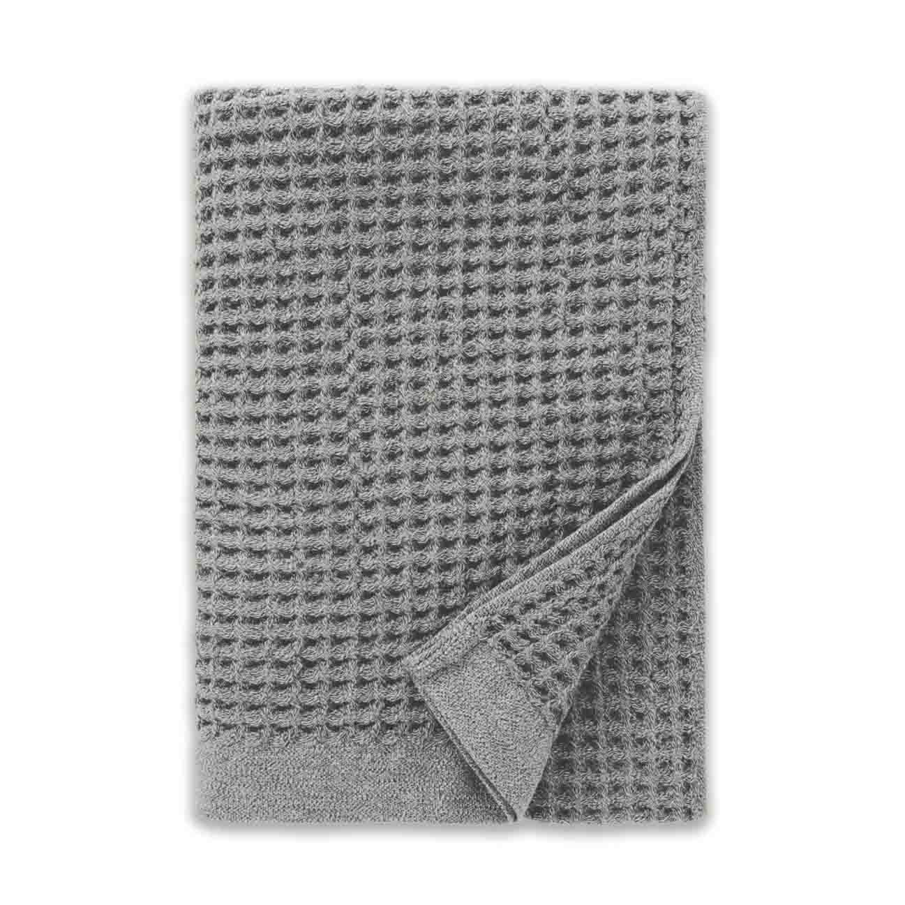 textured ONSEN Waffle Bath Towel in gray mist 