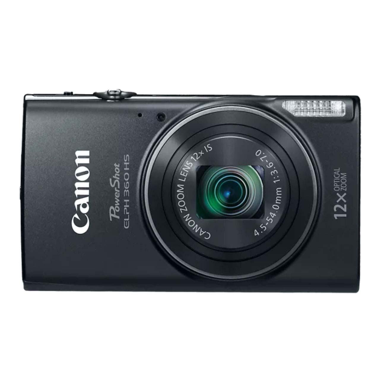 Front view of Canon compact camera in black