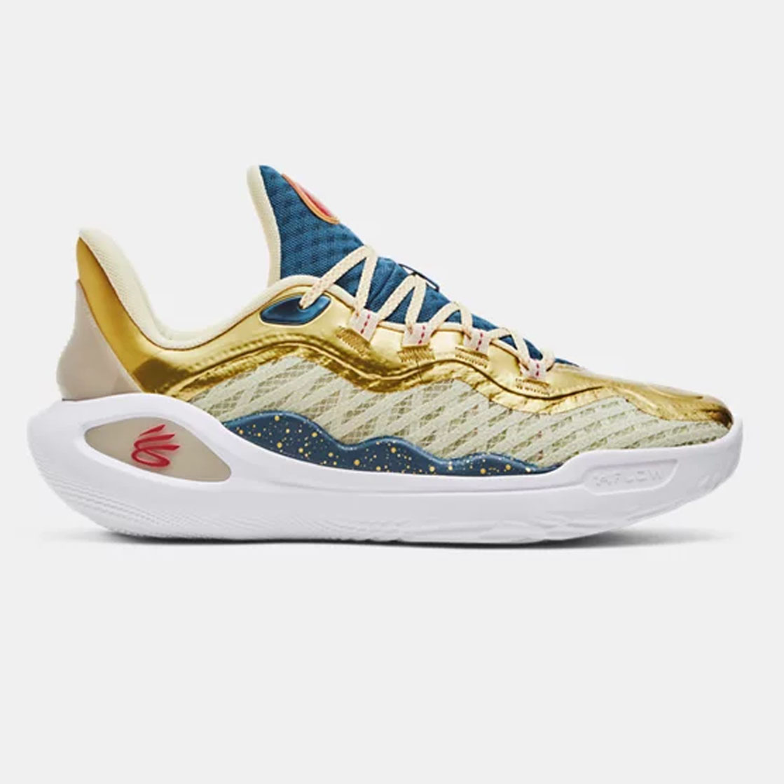  Unisex Curry 11 'Championship Mindset' Basketball Shoes in gold, blue and white