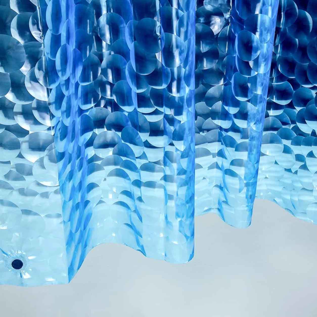 Ga-Geetopia EVA 3D Blue Pearl Water Cube Plastic Shower Curtain Liner