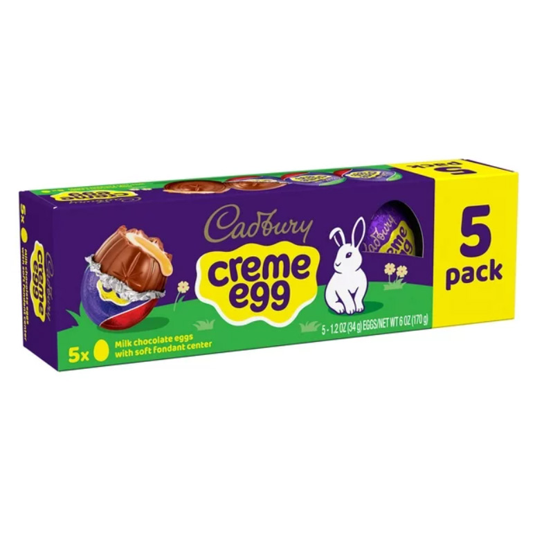 Cadbury Creme Egg Milk Chocolate and Fondant Easter Candy in a purple, green and yellow box