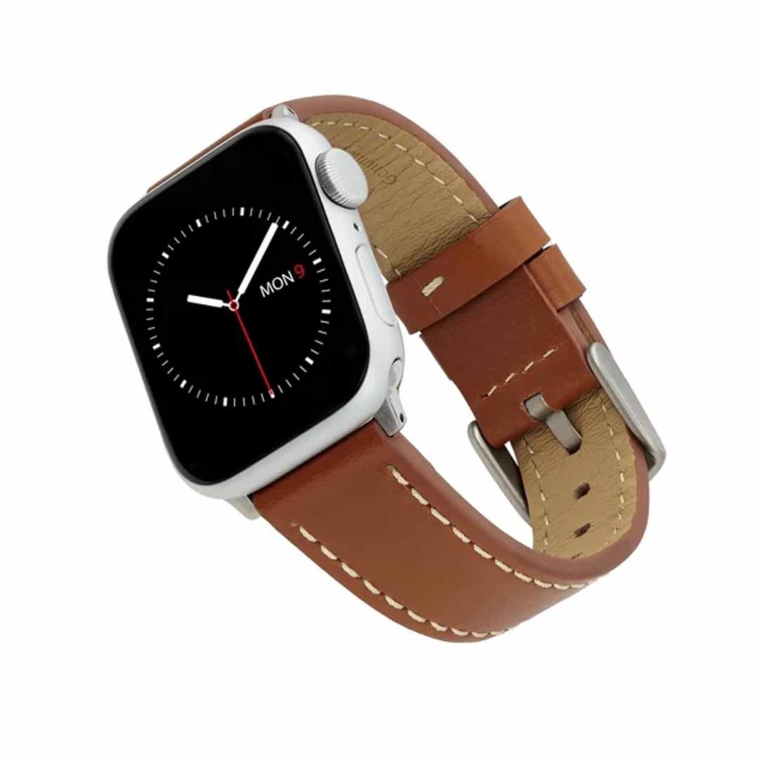 WITHit Brown Premium Leather Band for Apple Watches in the color brown