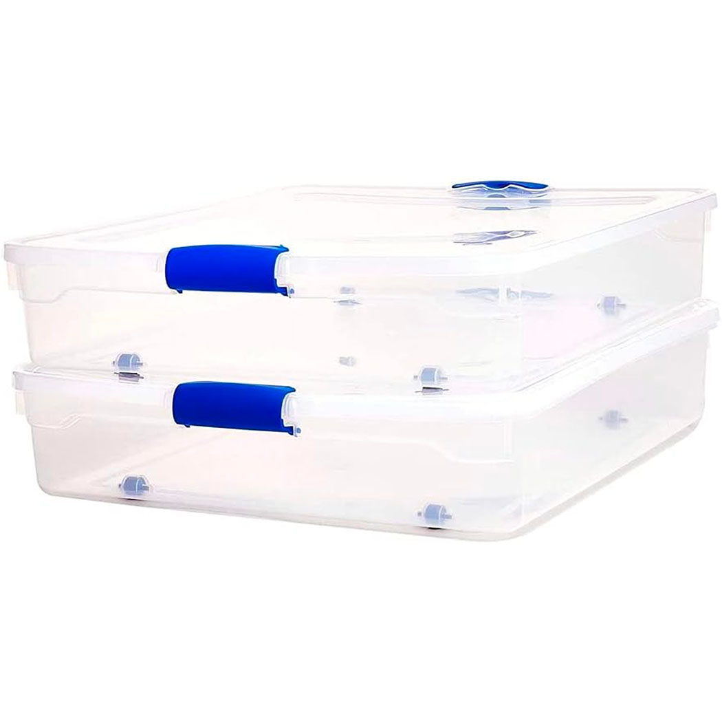 under the bed clear plastic bins