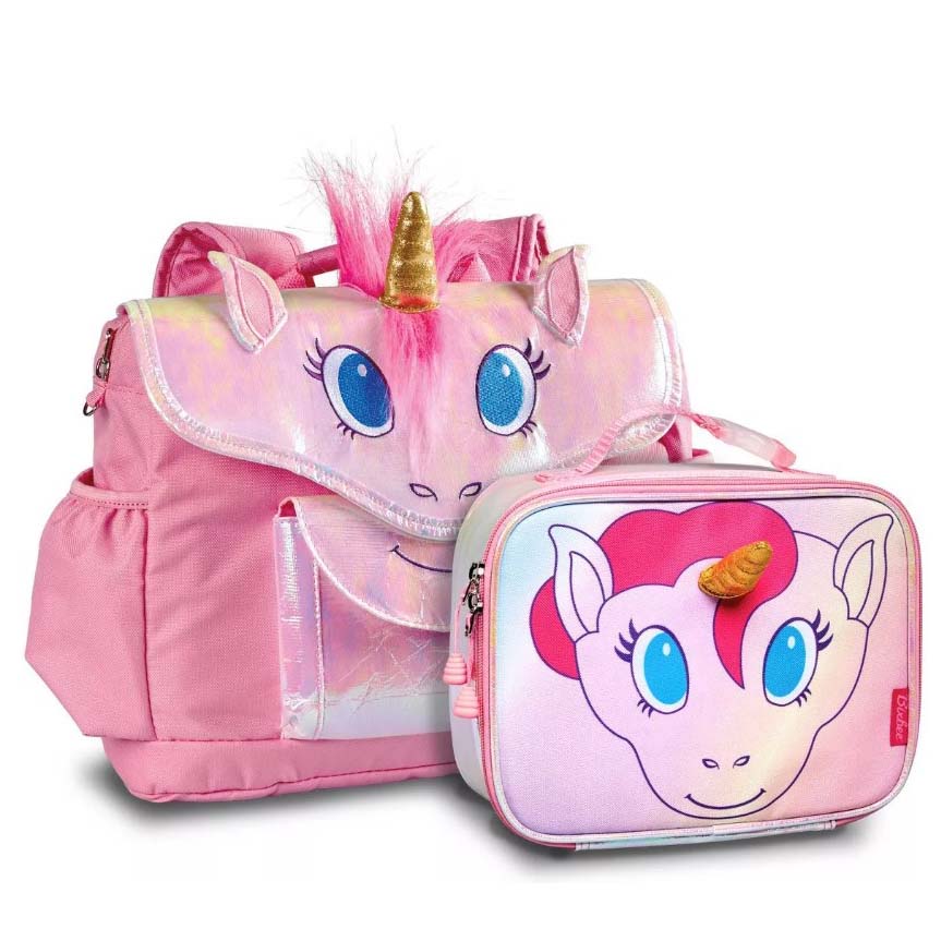 Pink unicorn backpack with unicorn lunchbox