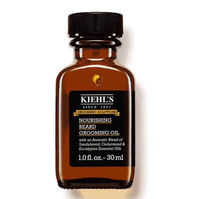 Amber bottle with screwcap of Kiehl's Grooming Solutions Nourishing Beard Grooming Oil