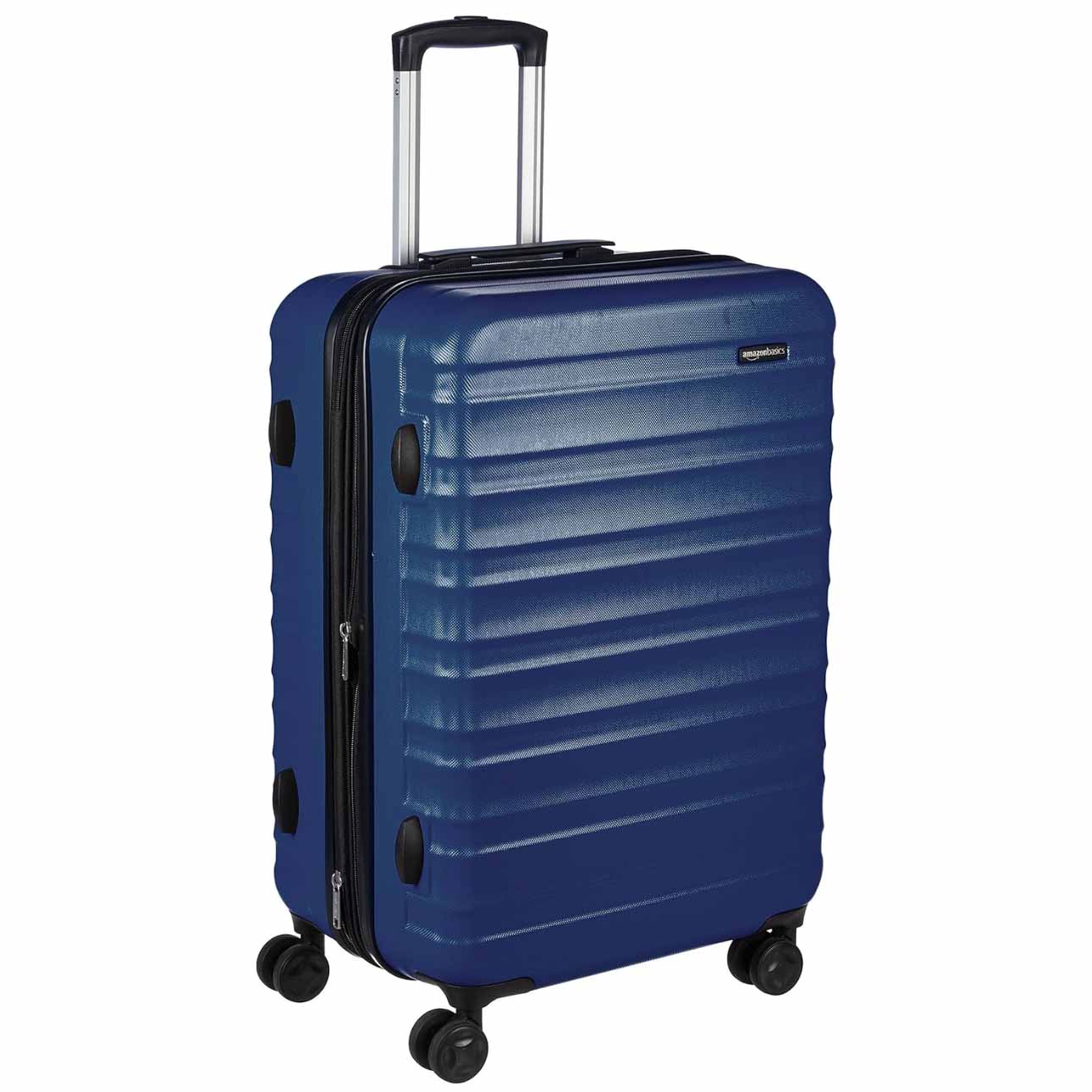 Blue hardside luggage with wheels