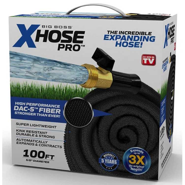 Black hose in a box with handle