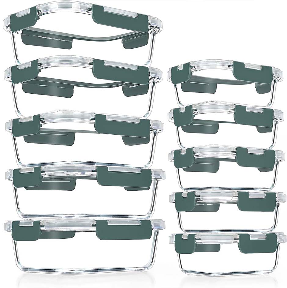 glass tupperware containers stacked