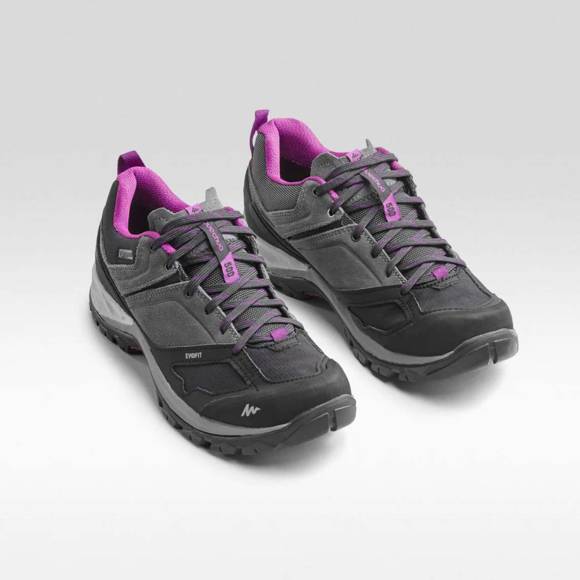 Dark grey and purple hiking shoes