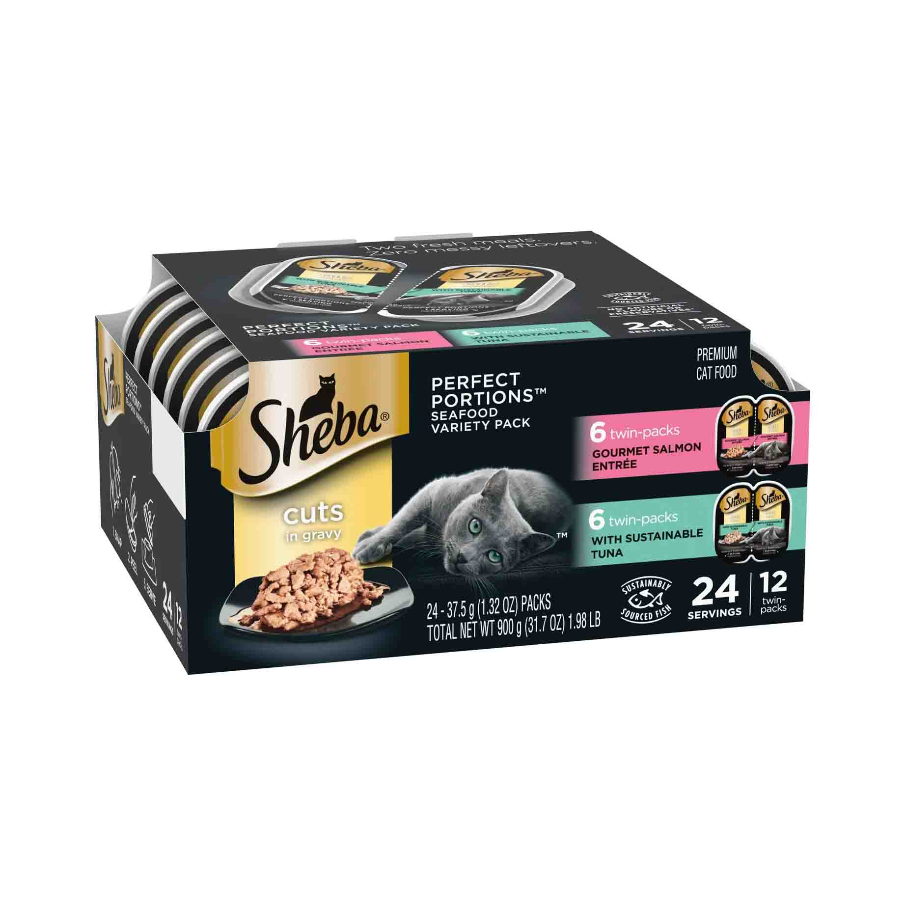 Sheba Wet Cat Food in Gravy Variety Pack in a black box