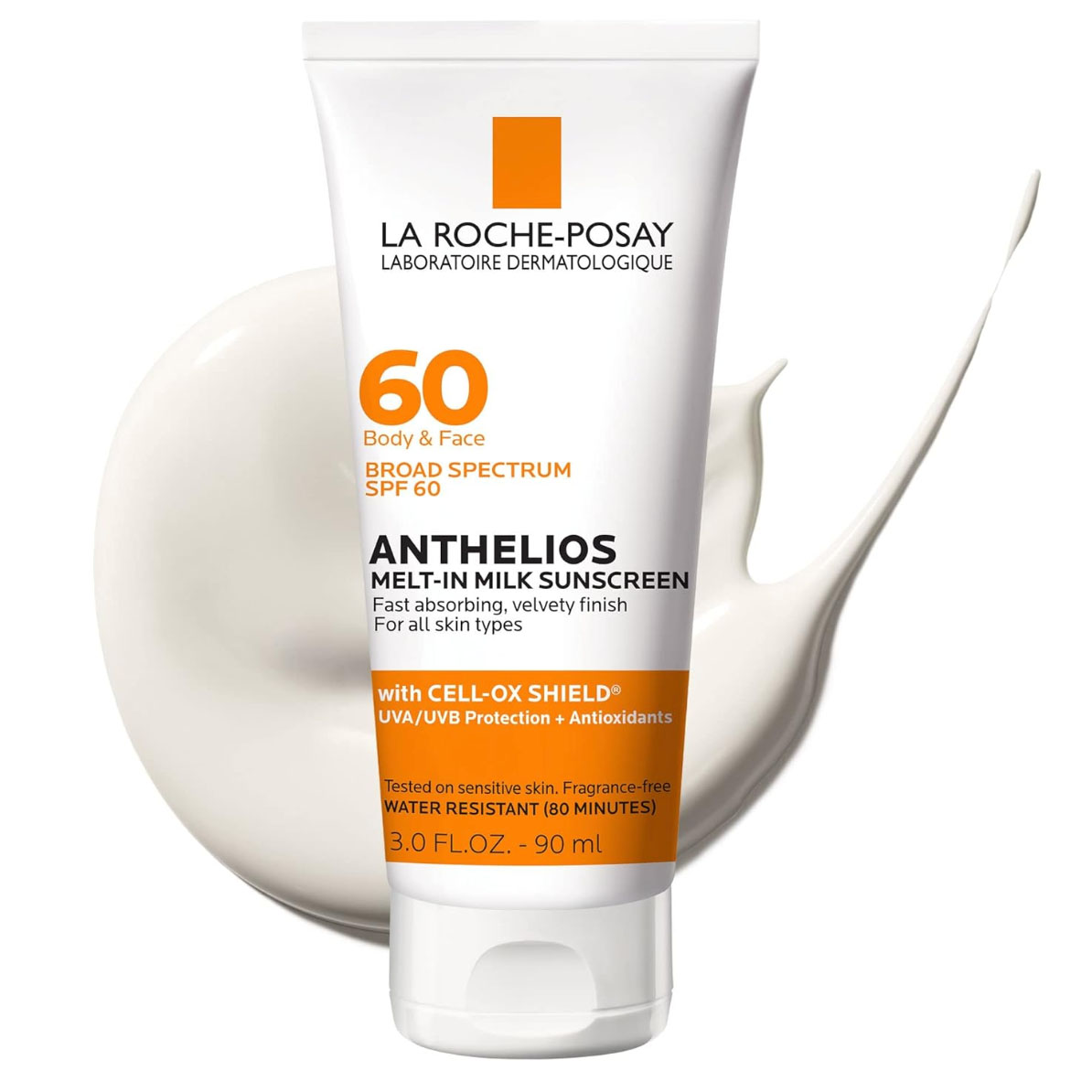 La Roche-Posay Sunscreen SPF 60 in white and orange bottle