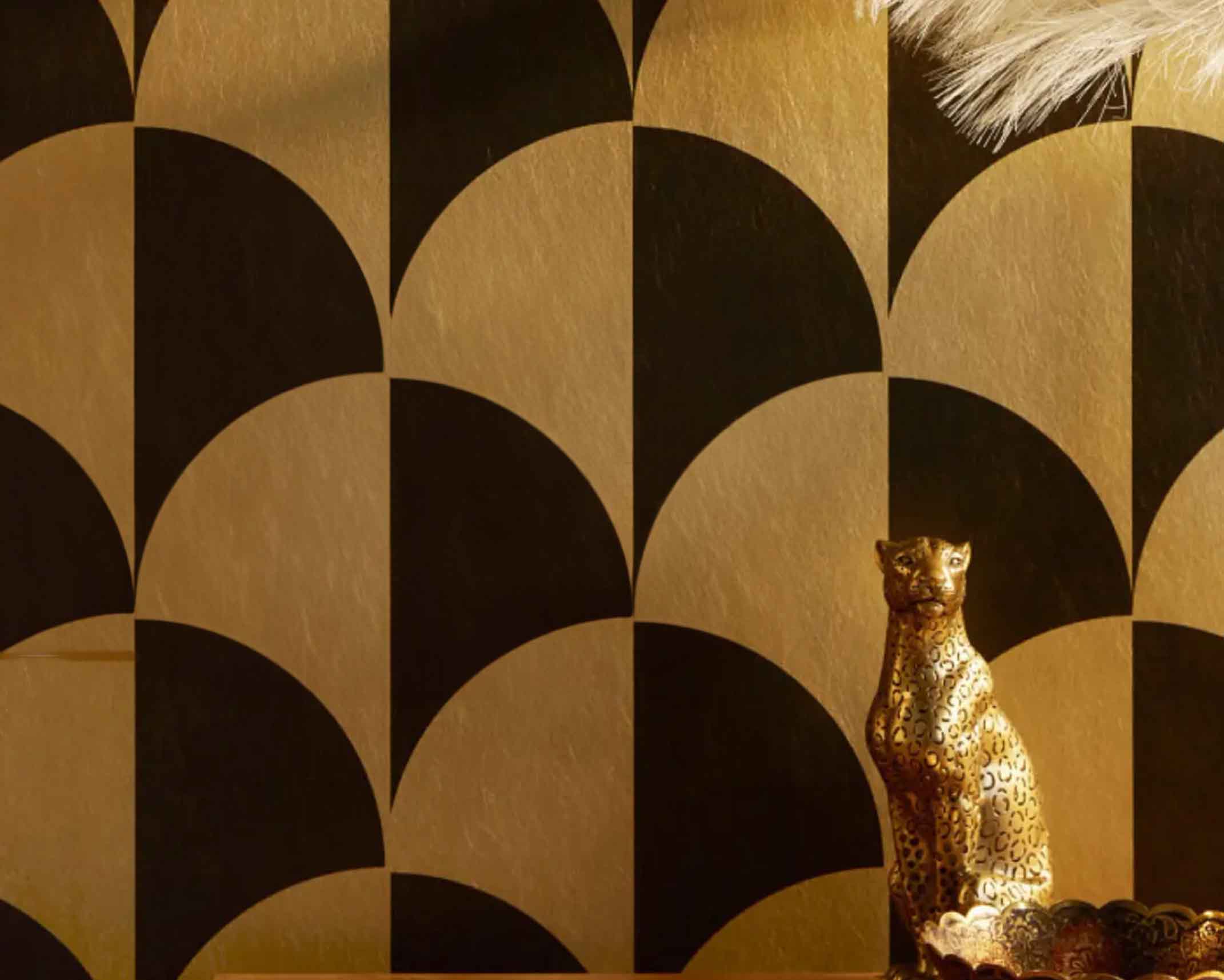 a close up shot of Gold metallic wallpaper from Spoonflower 