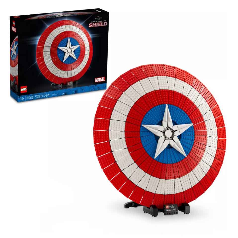 Build of Captain America Shield and LEGO packaging