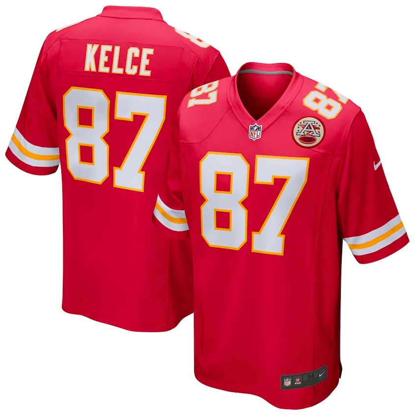 front and back of a travis kelce jersey for the kansas city chiefs