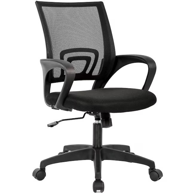 BestOffice Black Contemporary Ergonomic Adjustable Height Swivel Mesh Executive Chair