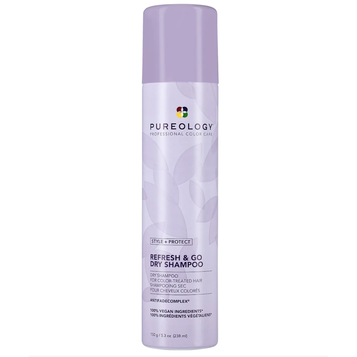 Pureology Dry Shampoo in purple aerosol bottle