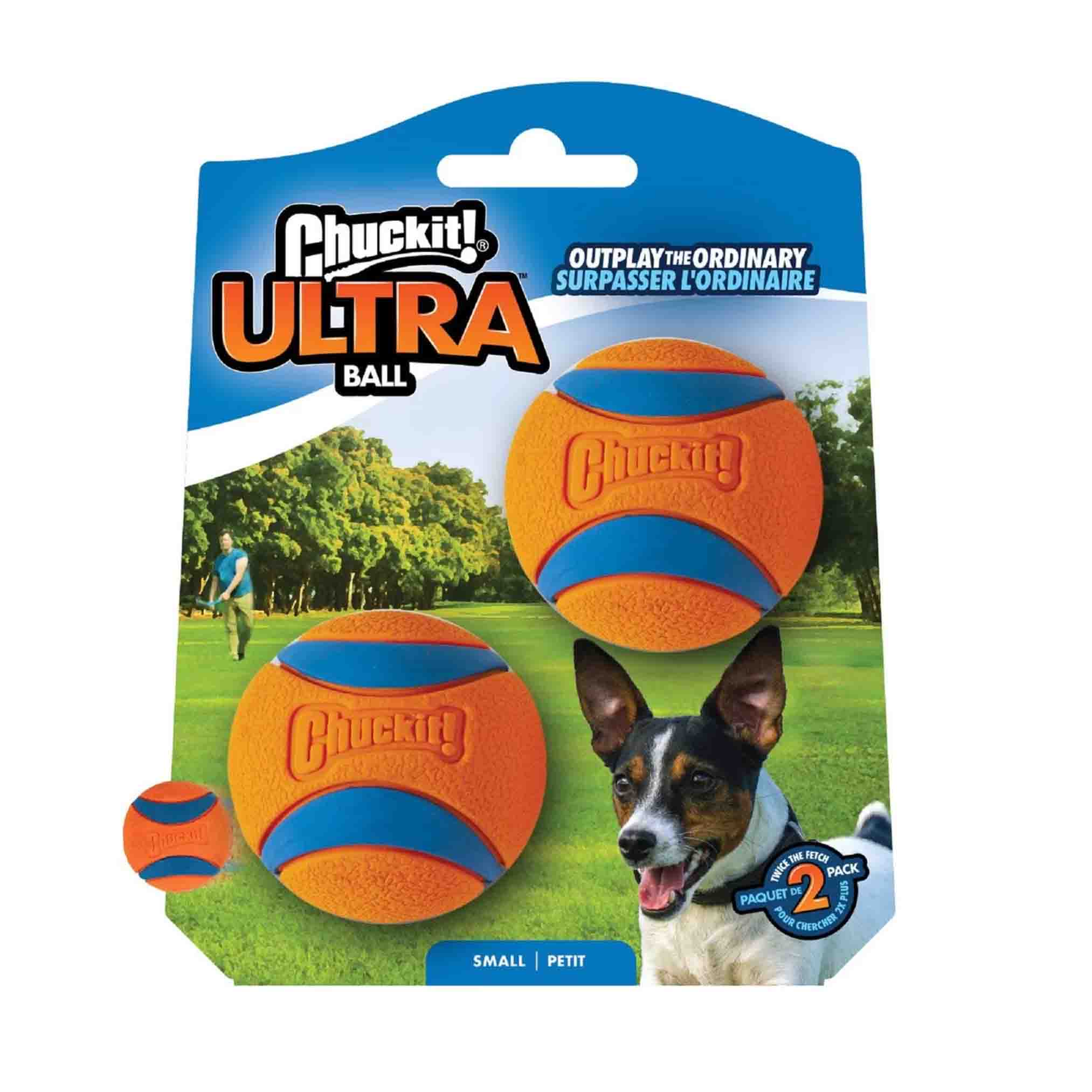 pack of two orange and blue balls for dog