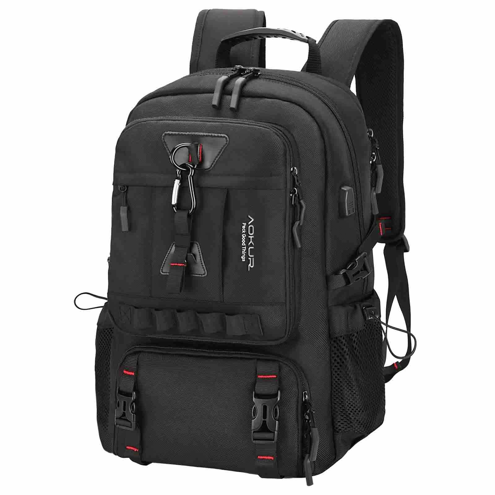 black expandable travel laptop backpack for women with mult-compartments
