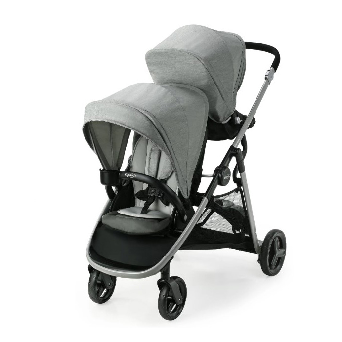 Graco double stroller in grey
