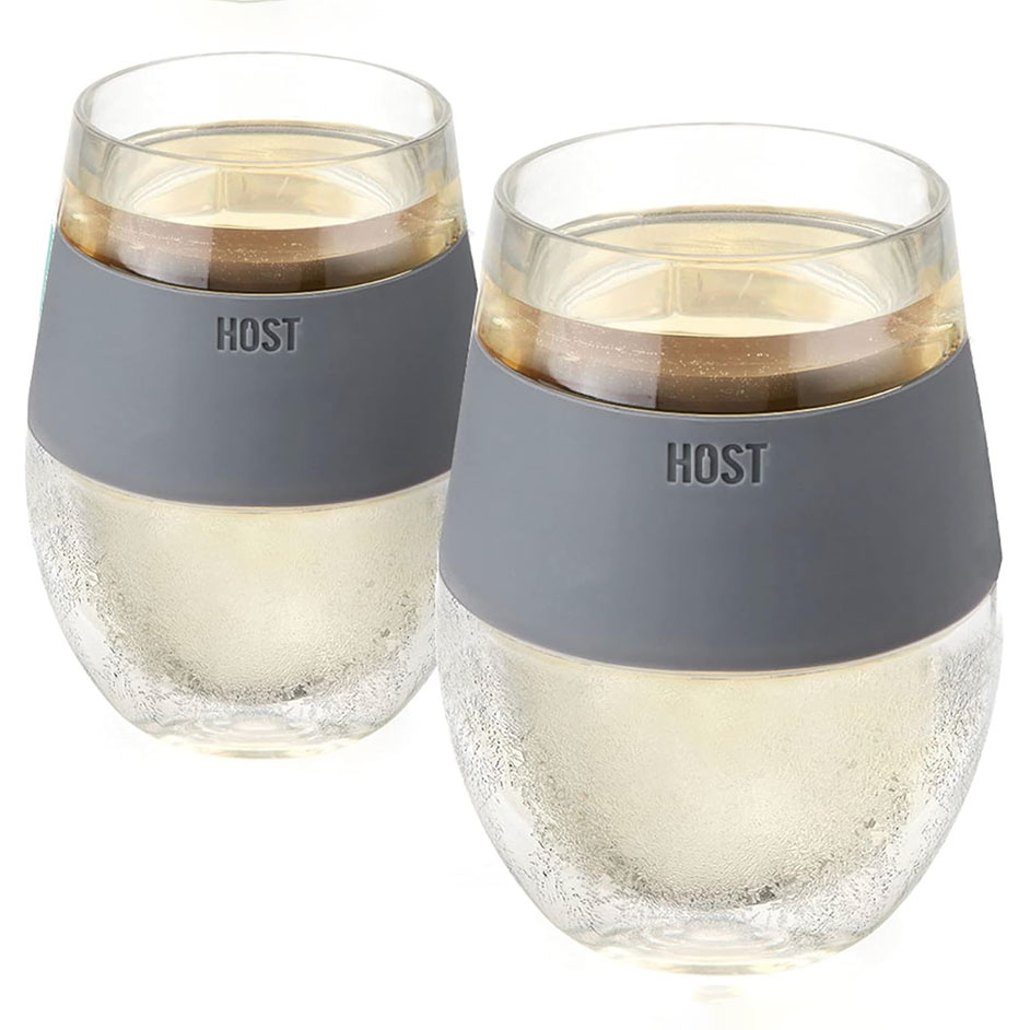 two wine glasses with silicon holder