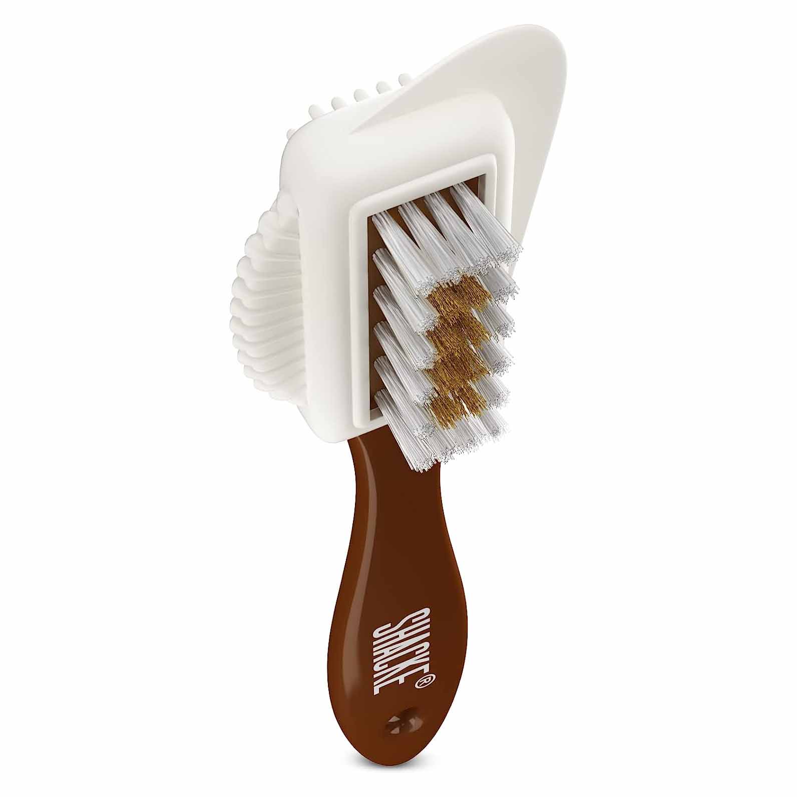 white and brown four-Way Leather Brush Cleaner