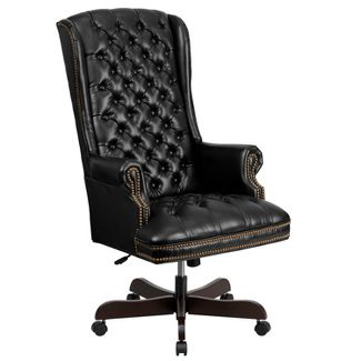 Black leather chair in classic design