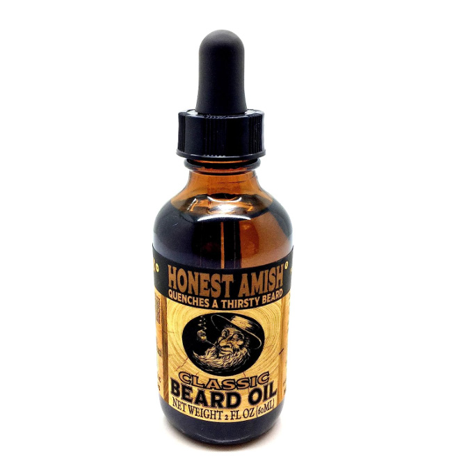 Bottle of Honest Amish Classic Beard Oil with dropper